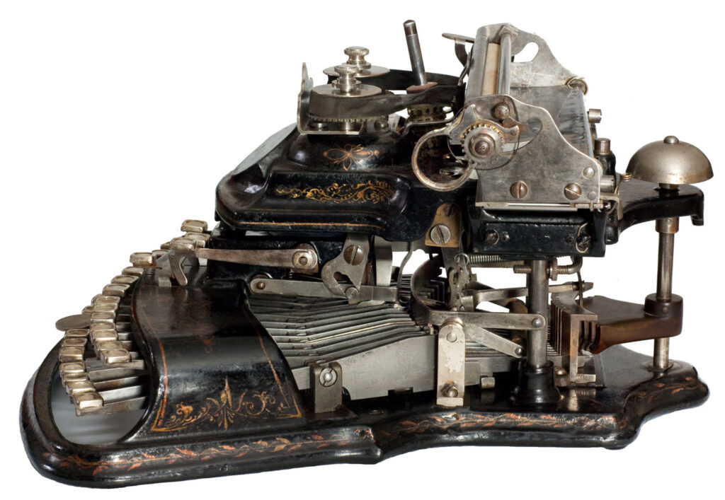 Slide view of the Crandall 1 typewriter.