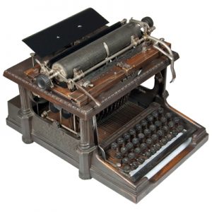 Photograph of the Remington Sholes 2 typewriter, small file.