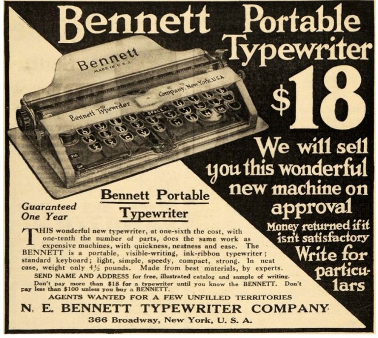 Bennett Typewriter Antique Typewriters