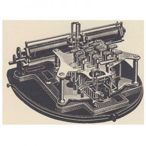 Period illustration of the Gardner typewriter.