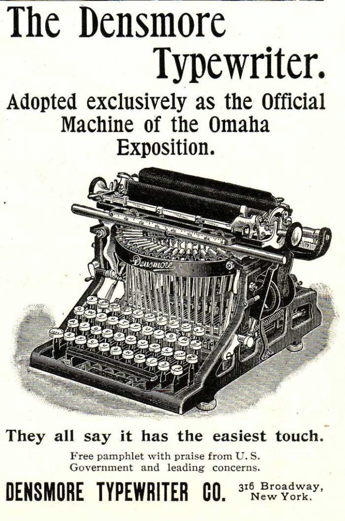 Densmore 1 typewriter period advertisement