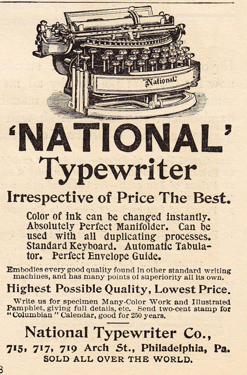 National 2 typewriter period advertisement, 4.