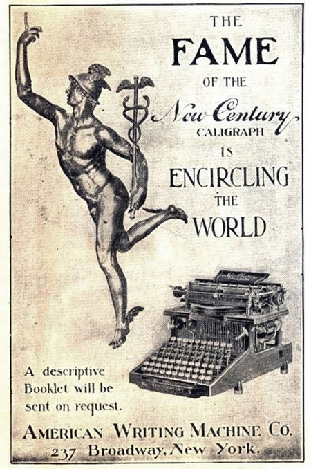 Caligraph - New Century 6 typewriter period advertisement, 1.