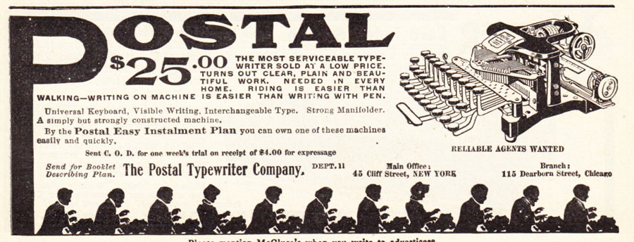 Postal 3 typewriter period advertisement