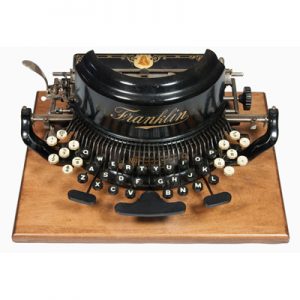 Photograph of the Franklin 9 typewriter, small file.