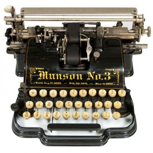 Photograph of the Munson 3 typewriter, small file.