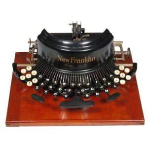 Photograph of the Franklin New Model typewriter, small file.