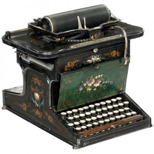 Photograph of the Sholes and Glidden typewriter.