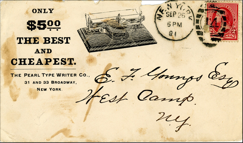 Period envelope for the Pearl typewriter.