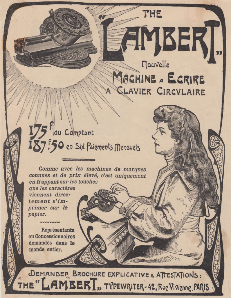 Lambert 1 typewriter period advertisement, 7.