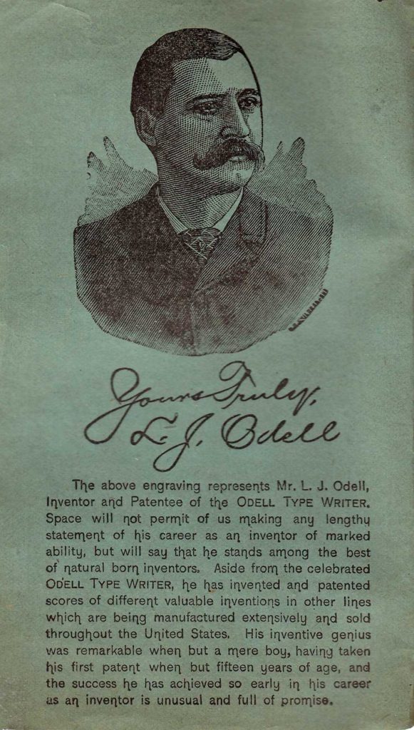 Illustrated page from the Odell manual, showing the inventor Levi Odell.