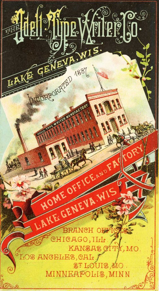 Cover of Odell manual, showing the Lake Geneva factory.