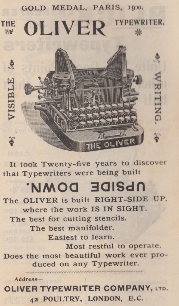 Period advertising for the Oliver 2 typewriter, 4.