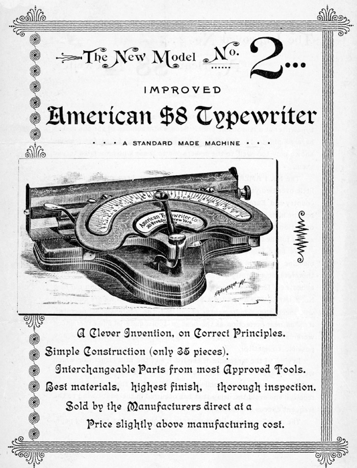 Period advertisement for the American 2 typewriter, 4.