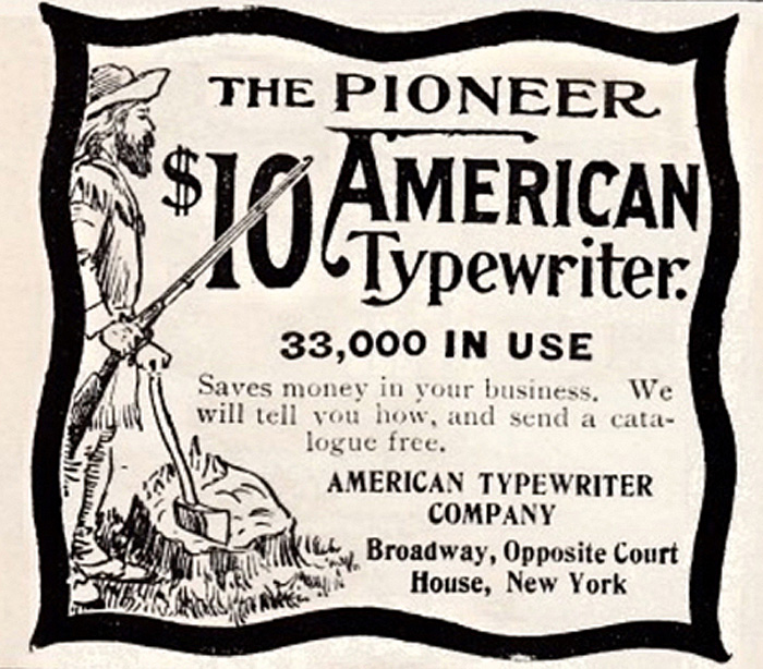 Period advertisement of the American 2 typewriter, 3.