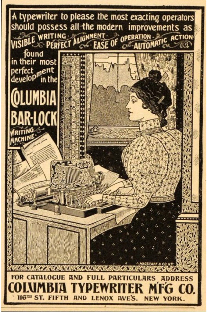 Period advertisement for the Bar-Lock 4 typewriter, 1.