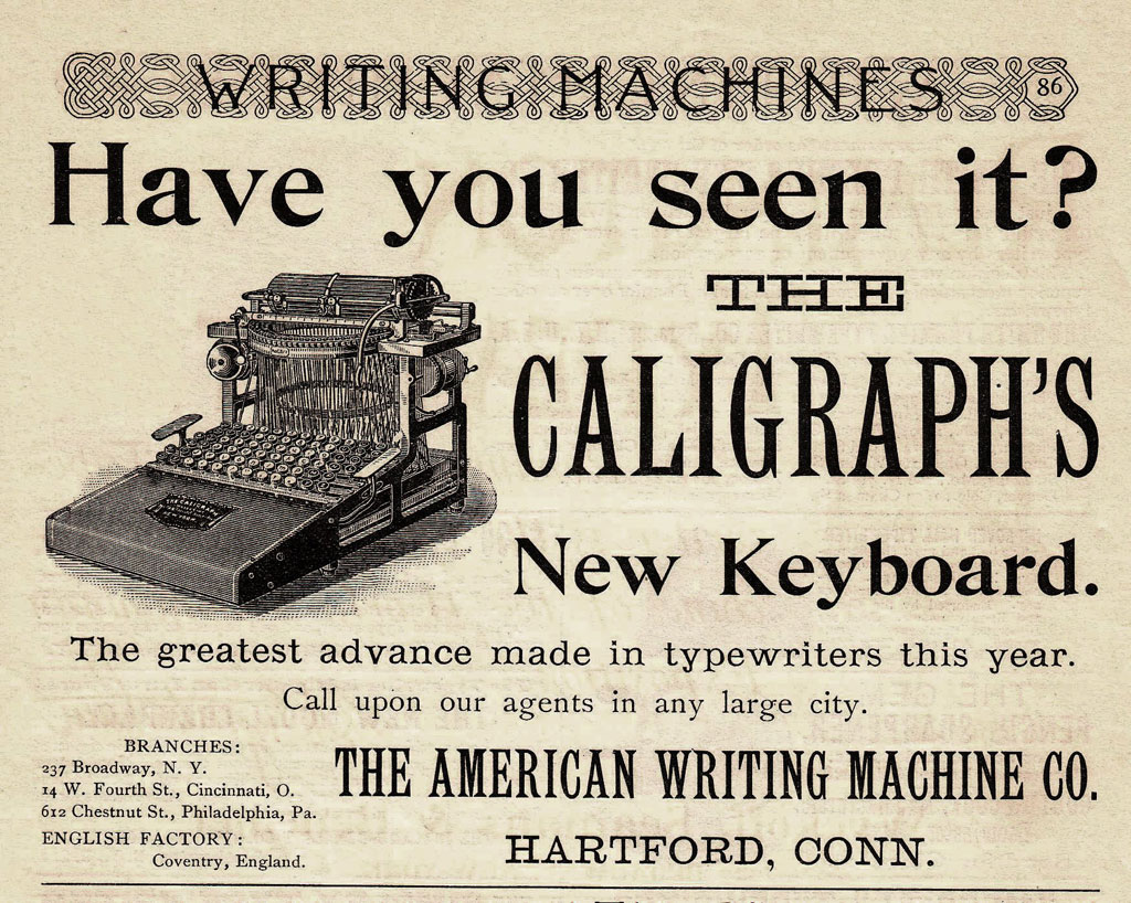 Period advertisement for the Caligraph 2 typewriter, 3.