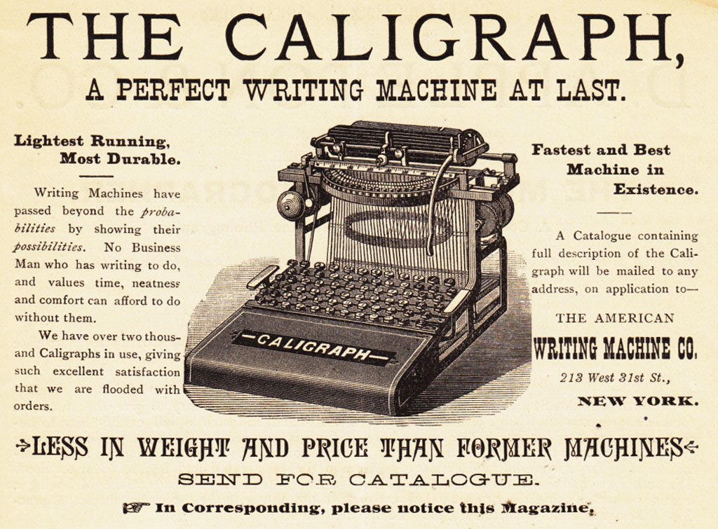 Period advertisement for the Caligraph 2 typewriter, 2.