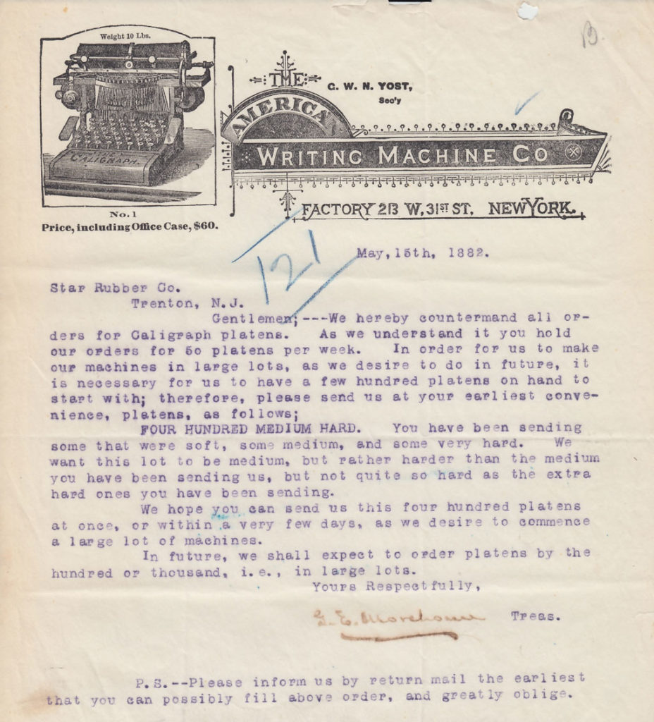 Period letterhead of the Caligraph 2 typewriter, 2.
