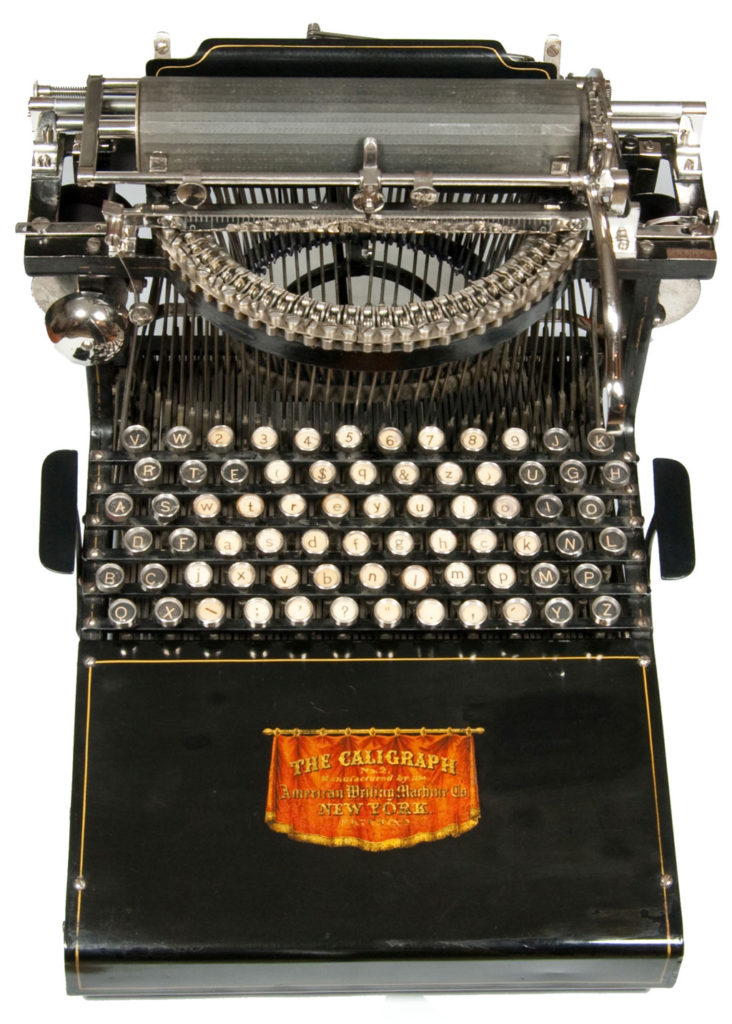 Top front view of the Caligraph 2 typewriter.