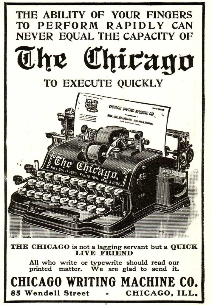 Period advertisement of the Chicago 1 typewriter, 2.