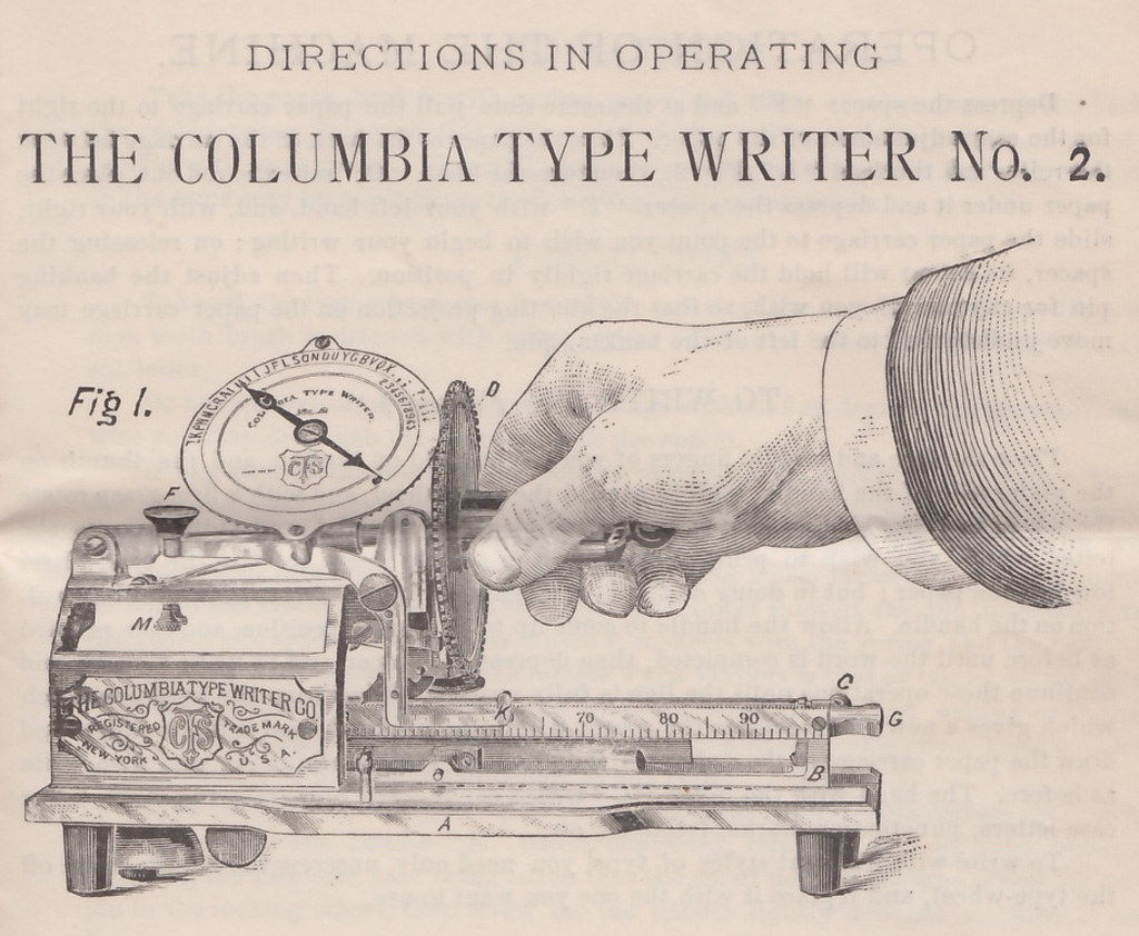 Page from the manual of the Columbia 2 typewriter, 2.