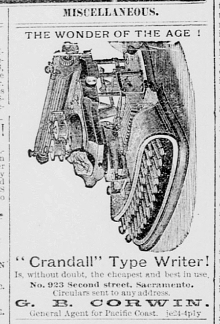 Period advertisement for the Crandall 1 typewriter, 2.
