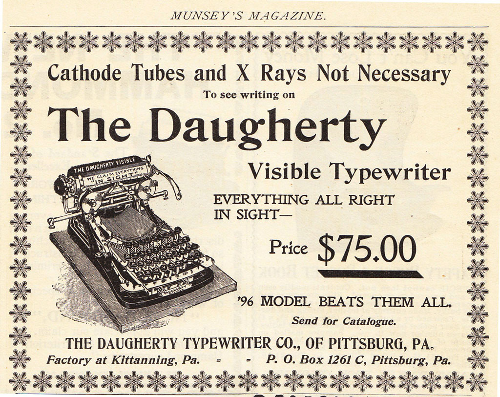 Period advertisement of the Daugherty typewriter, 8.