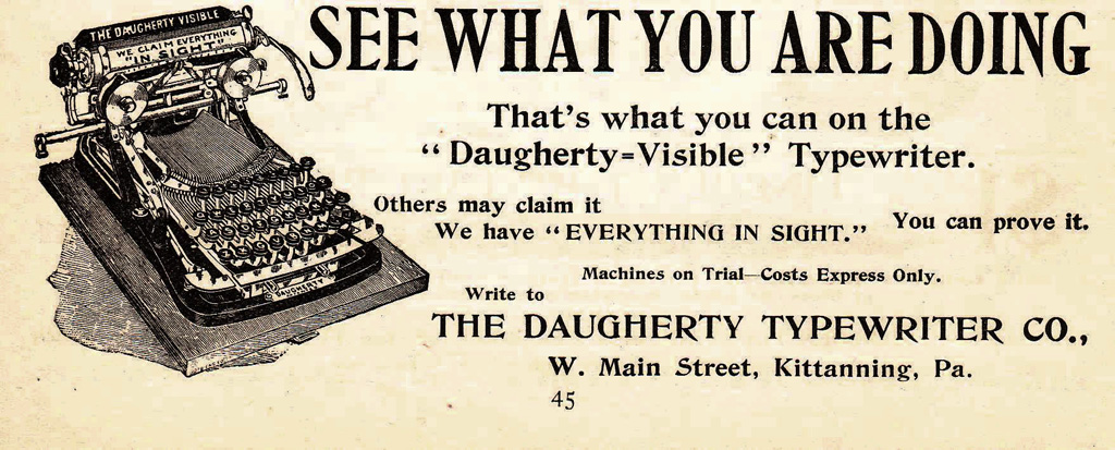 Period advertisement of the Daugherty typewriter, 7.