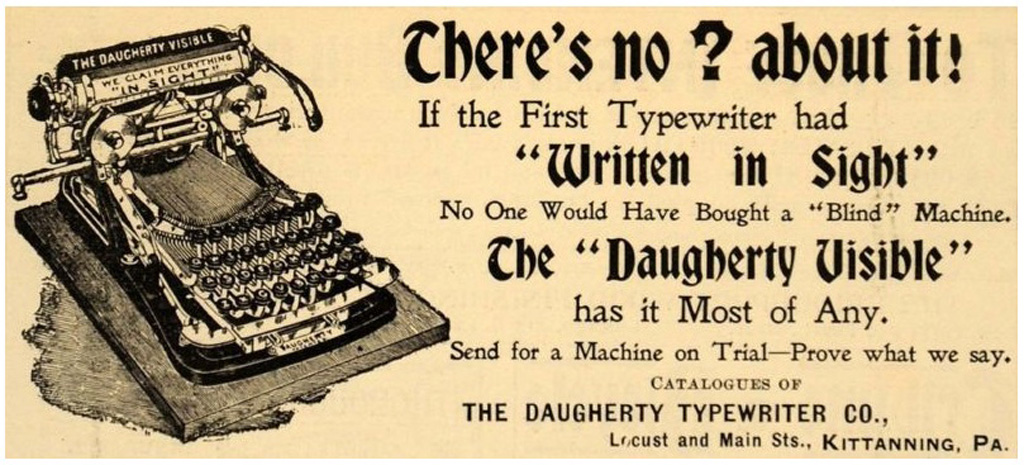 Period advertisement of the Daugherty typewriter, 3.