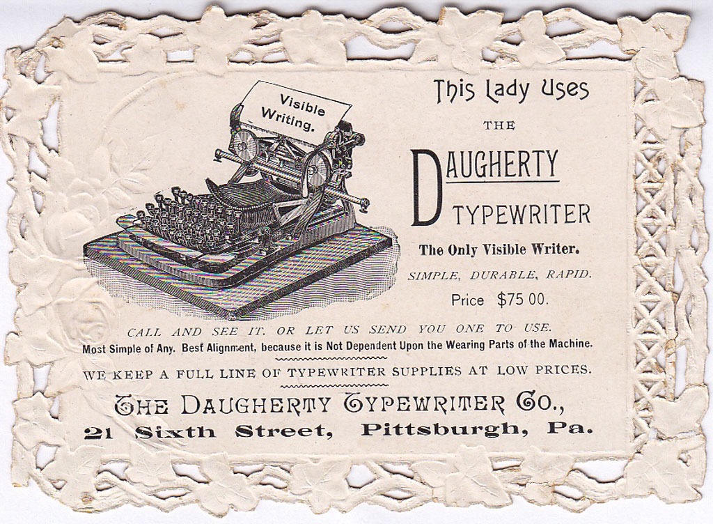 Period advertisement of the Daugherty typewriter, 2.