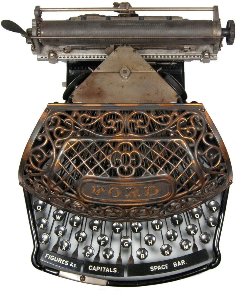 Top view of the Ford typewriter.
