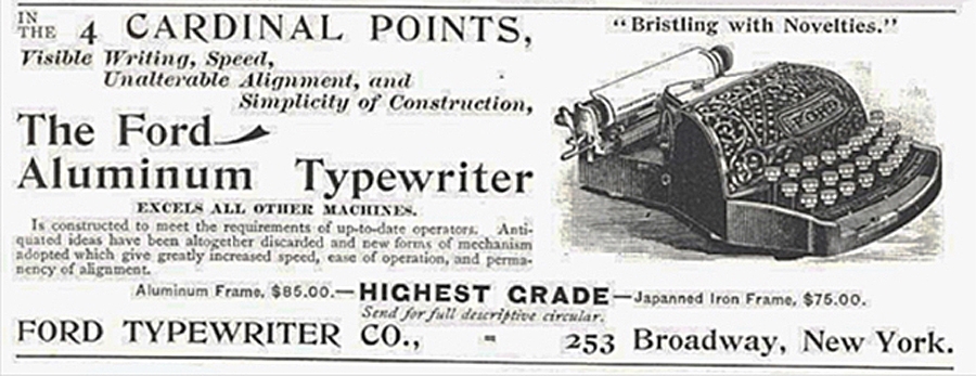 Period advertisement for the Ford typewriter, 2.