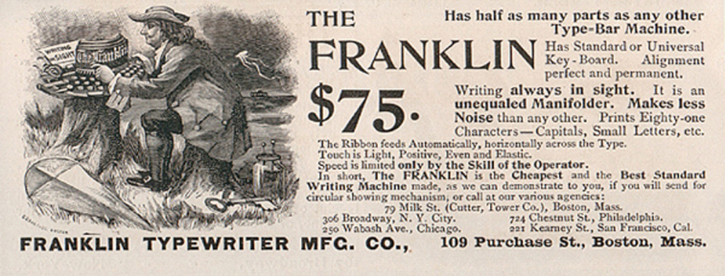 Franklin typewriter period advertisement 3