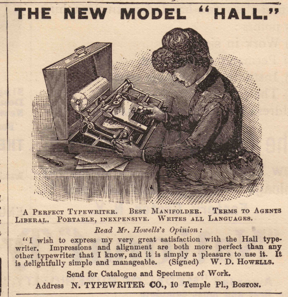 Hall 1 typewriter period advertisement, 1.