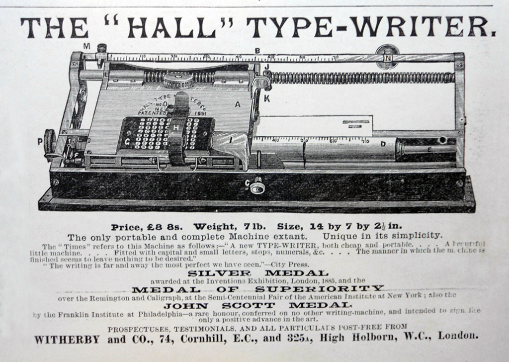 Hall 1 typewriter period advertisement, 3.