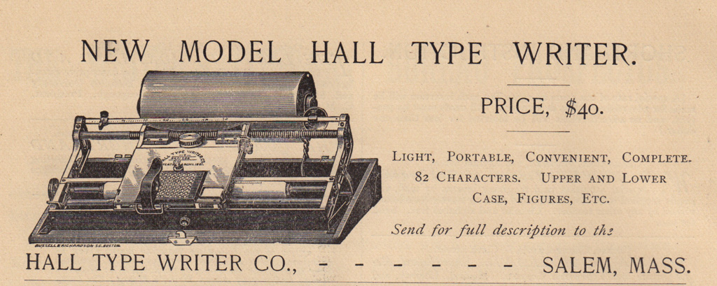 Hall 1 typewriter period advertisement, 4.