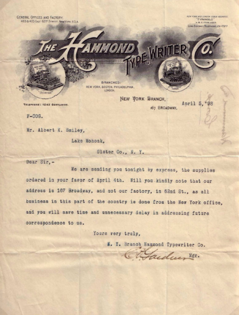 Hammond 1 typewriter letterhead, 3.