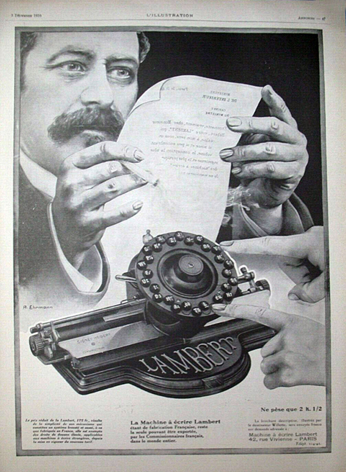 Lambert 1 typewriter period advertisement, 1.