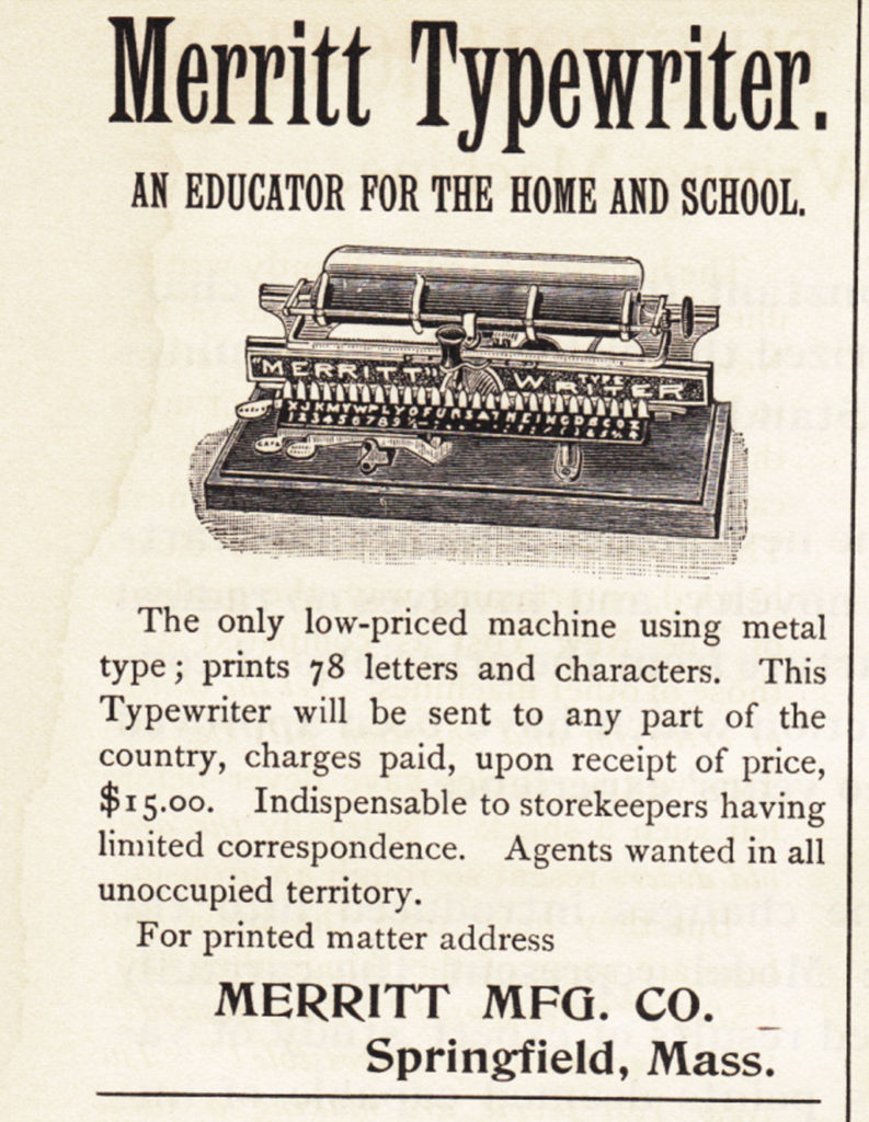 Period advertisement of the Merritt typewriter, 3.