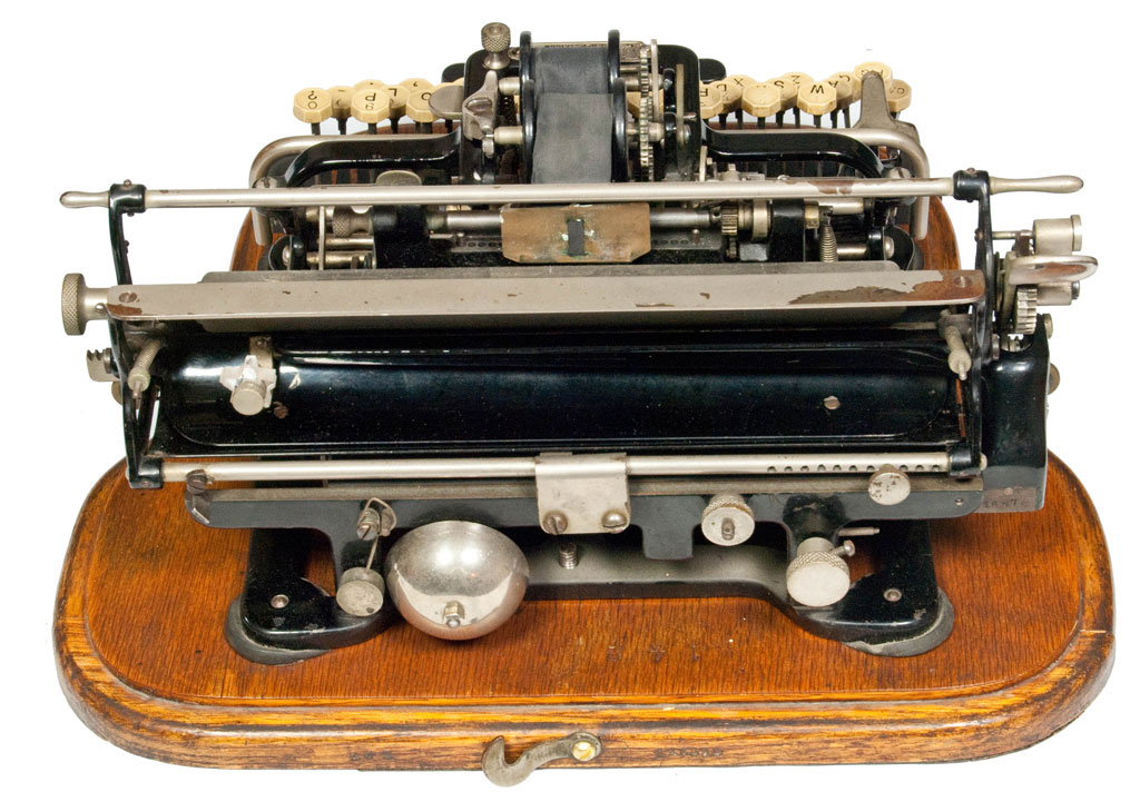 Rear view of the Munson 1 typewriter. (sold)