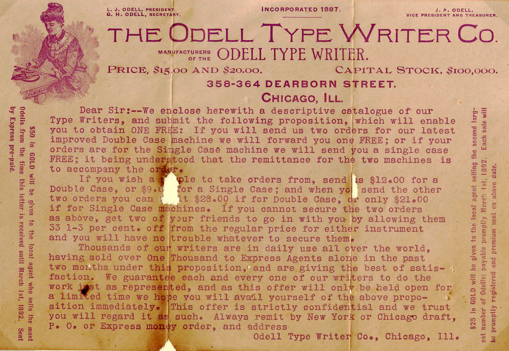 Odell period letterhead, 1.