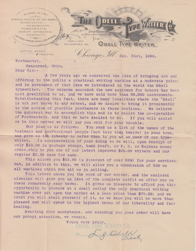 Odell period letterhead, 2.