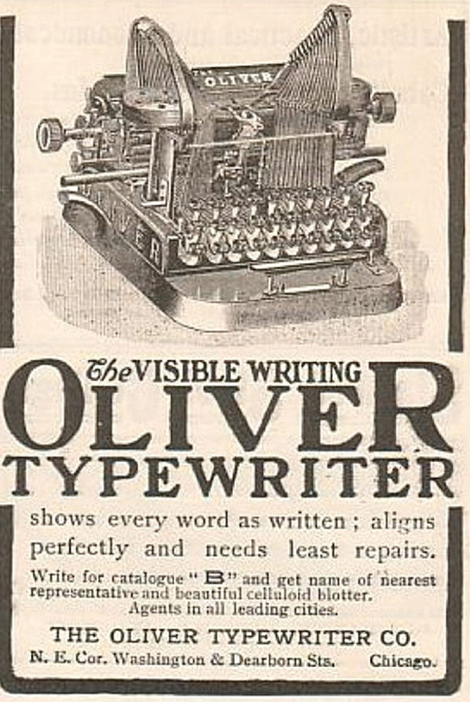 Period advertising for the Oliver 2 typewriter, 3.