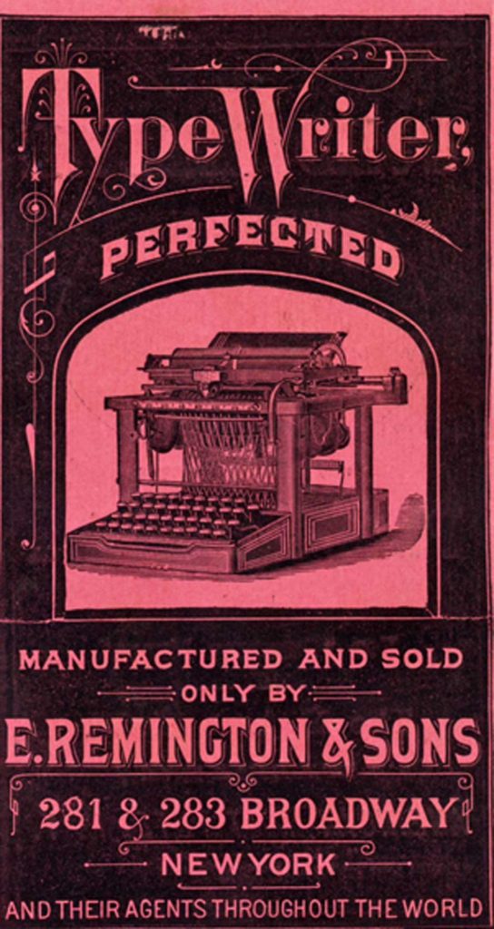 Period advertisement of the Remington Perfected 4 typewriter, 6.