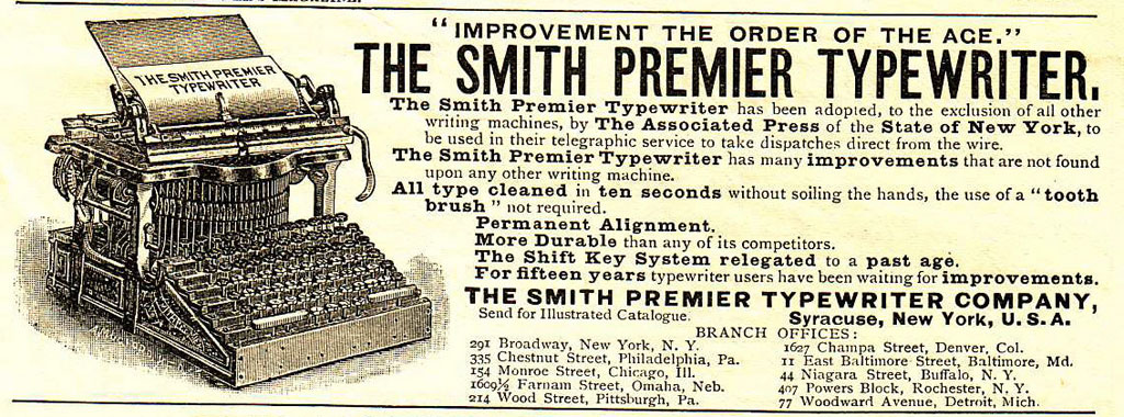 Period advertisement of the Smith Premier 1 typewriter, 3.