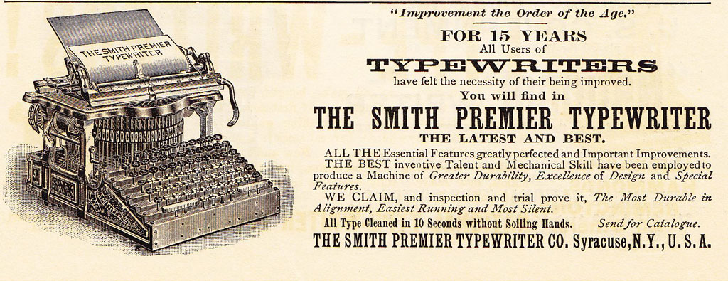 Period advertisement of the Smith Premier 1 typewriter, 2.