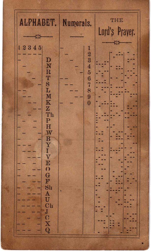 Stenograph 1, 1st form, promotional card, back side.