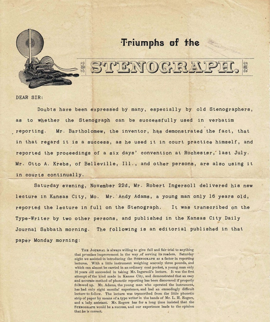 Period letterhead for the Stenograph 1, 2nd form, 1.