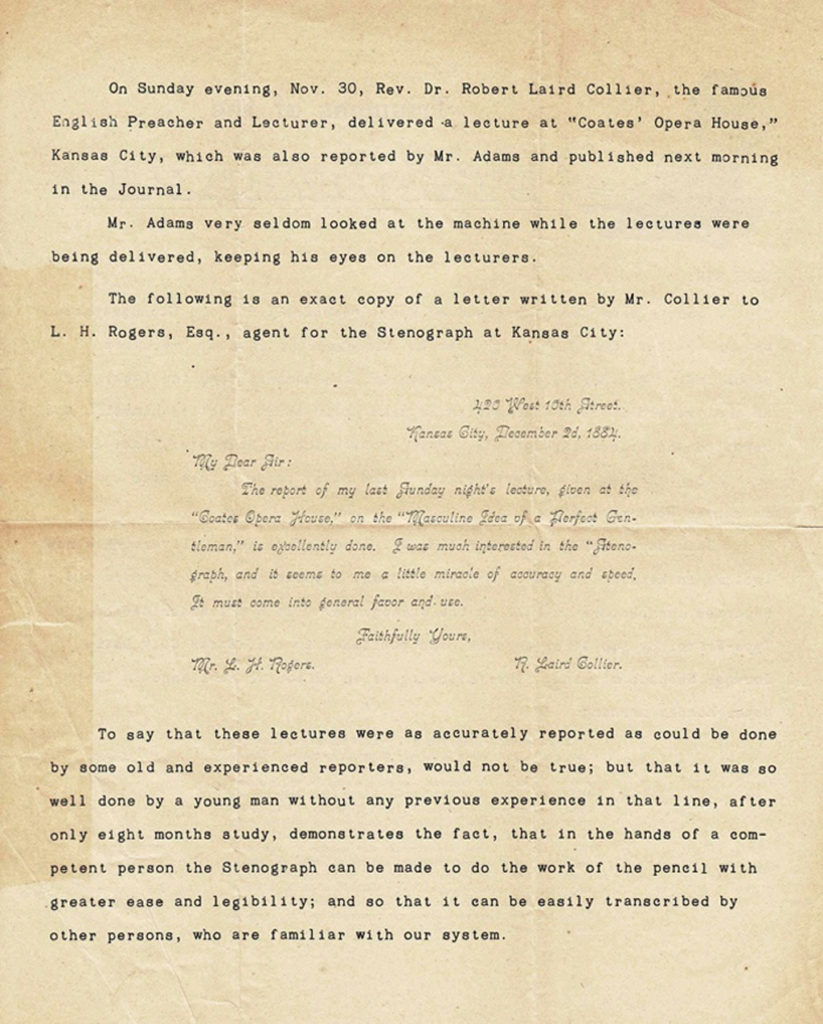 Period letterhead for the Stenograph 1, 2nd form, 2.